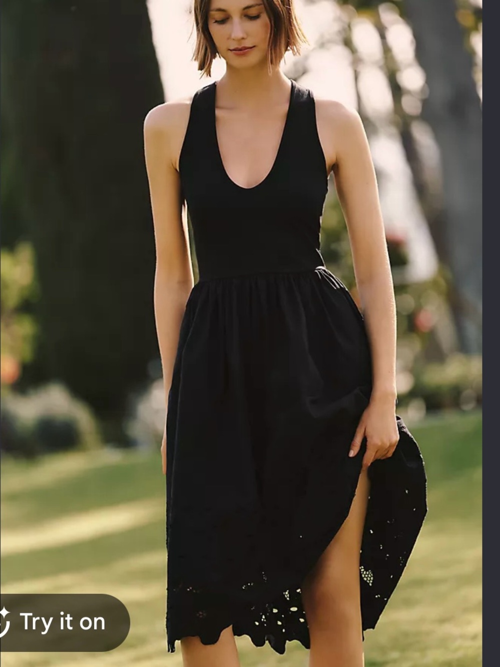 Maeve Cutwork Scoop-Neck Twofer Dress